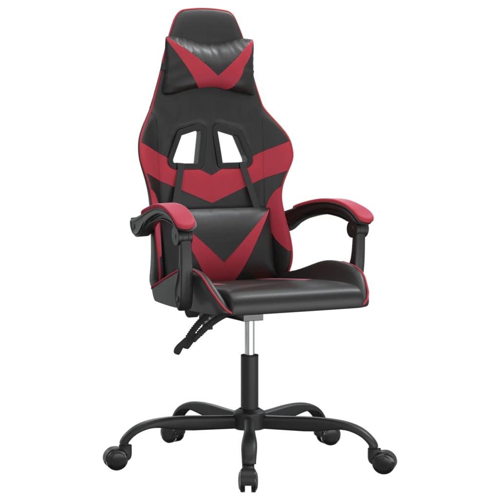 Gaming Chair Swivel Black and Burgundy Artificial Leather