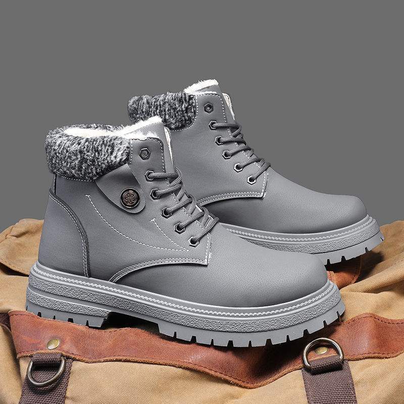 2025 Winter New Snow Boots Men's Velvet British Thermal Tooling Shoes Thick-soled High-top Waterproof Northeast Cotton Shoes
