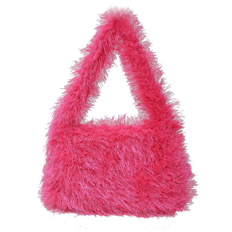 

Сумка Женская Новая Милая Плюшевая Маленькая Квадратная Сумка Повседневная Универсальная Сумка на Плечо роза розовый