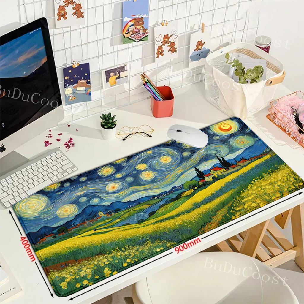 mouse pad Larger mousepad Flower scenery starry sky Gaming Keyboard Computer Desk Mat Accessories Game Mause Ped Office Carpet