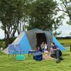 Large Camping Tent Tunnel Tent with 2 Bedroom and Living Area, 2000mm Waterproof, Portable with Bag for 4 Man, Blue