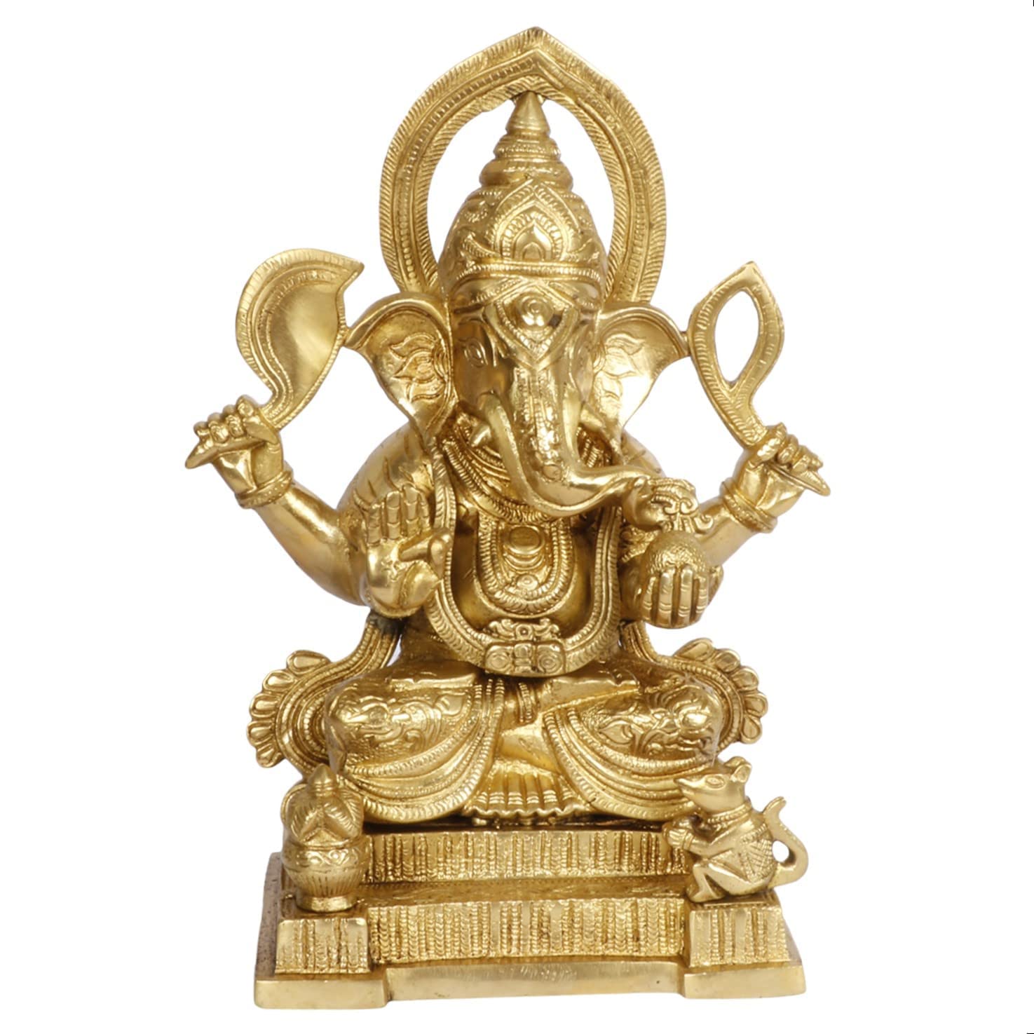 

Pure Brass Ganesh Bhagwan Idol, Ganesha Statue, Ganpati Bappa Murti - 10 Inch