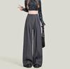 Women's Grey Baggy Suits Pants Vintage Y2k Pants Harajuku Aesthetic Office Ladies High Waist Trousers Fashion Clothes