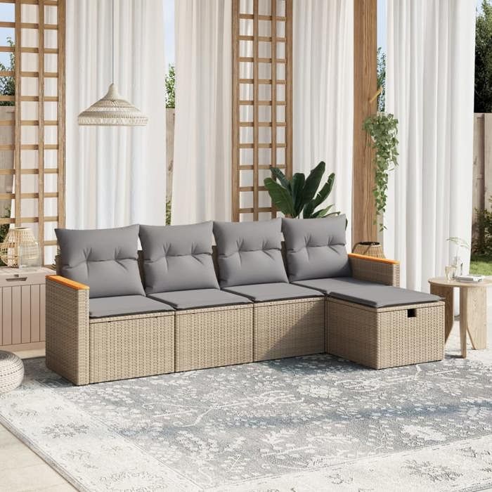 VidaXL Garden Lounge Set with Cushions 5 Pcs, Patio Sofas, Patio Furniture Set, Outdoor Furniture, Mix 3265287