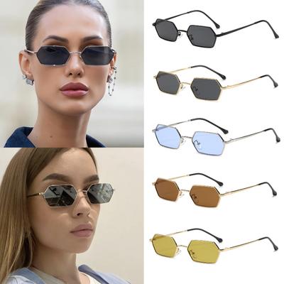 New Polygonal Sunglasses Retro Metal Framed Sun Glasses Fashionable Women Street Photography Decorative Eyewear Uv400