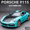 1:24 Scale 911 Turbos Metal Sports Car Alloy Model Car Diecast & Toy Car Simulation Sound and Light Collection Children's Gift
