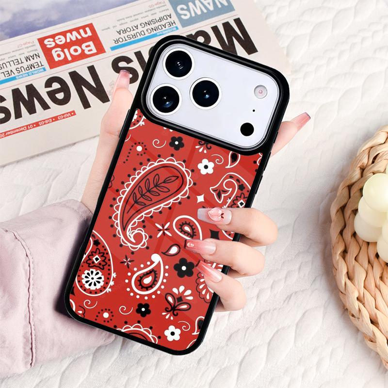 Red Bandana Paisley Phone Case For IPhone 17 16e 15 14 13 12 11 Pro Max Air Mini Soft Protective Cover