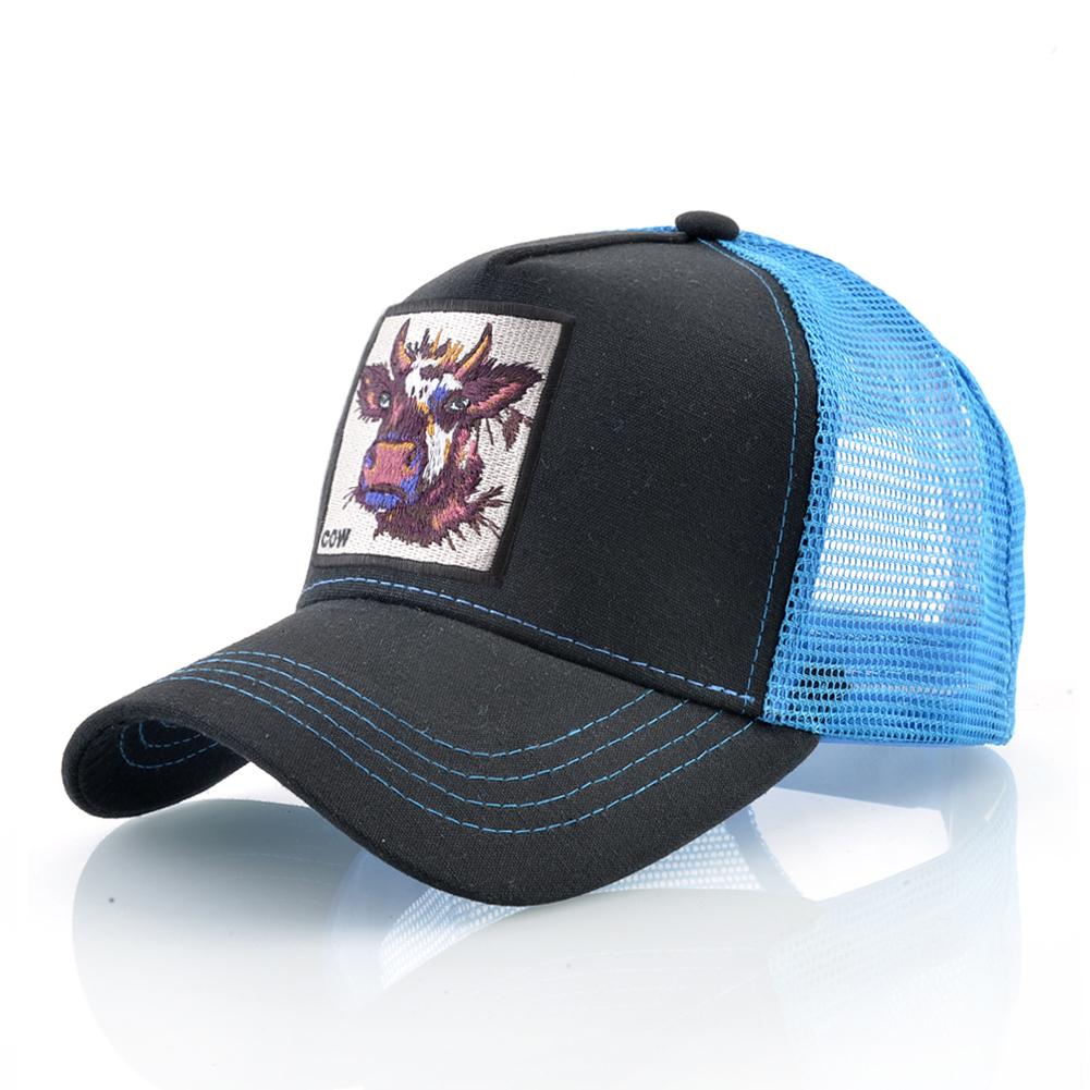 Atmungsaktive Mesh Baseball Cap Männer Neue Mode Trucker Caps Frauen Snapback Hip Hop Knochen Casquette Mit Kuh Patch Vier Saison hüte