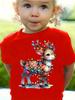 Cute Kids Clothes Animals Printing Christmas T-Shirt Festive Short Sleeve Boys Girls Clothes 2-14Y Christmas Gift Child Top Tee