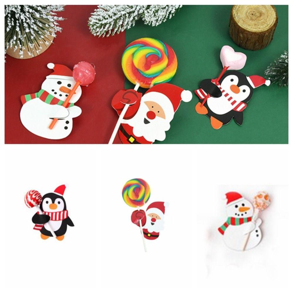 50pcs Santa Claus Lollipop Paper Cards Package Paper Kids Candy Gift Package  Decoration