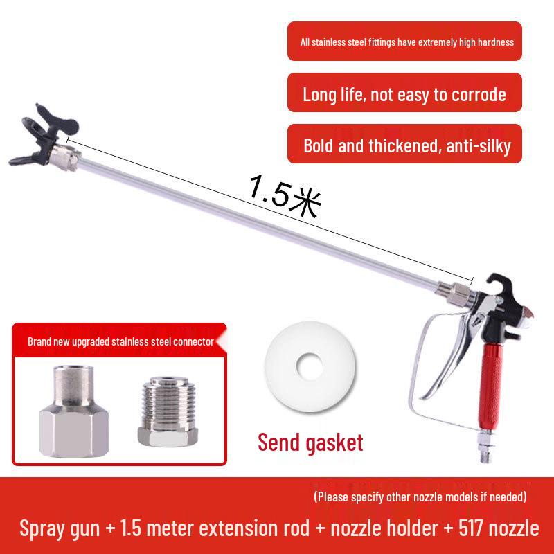Universal Airless Paint Sprayer Extension Rod, 2m with Gasket Accessories