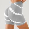 High-Waisted Seamless Yoga Leggings Women Tie-Dye Print Running Shorts Butt-Lifting 3/4 Length Fitness Pants