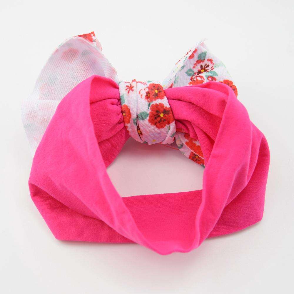 Children'S Printed Large Bow Nylon Headband Soft Elastic Hair Accessories Baby Headgear Baby Stockings Headband