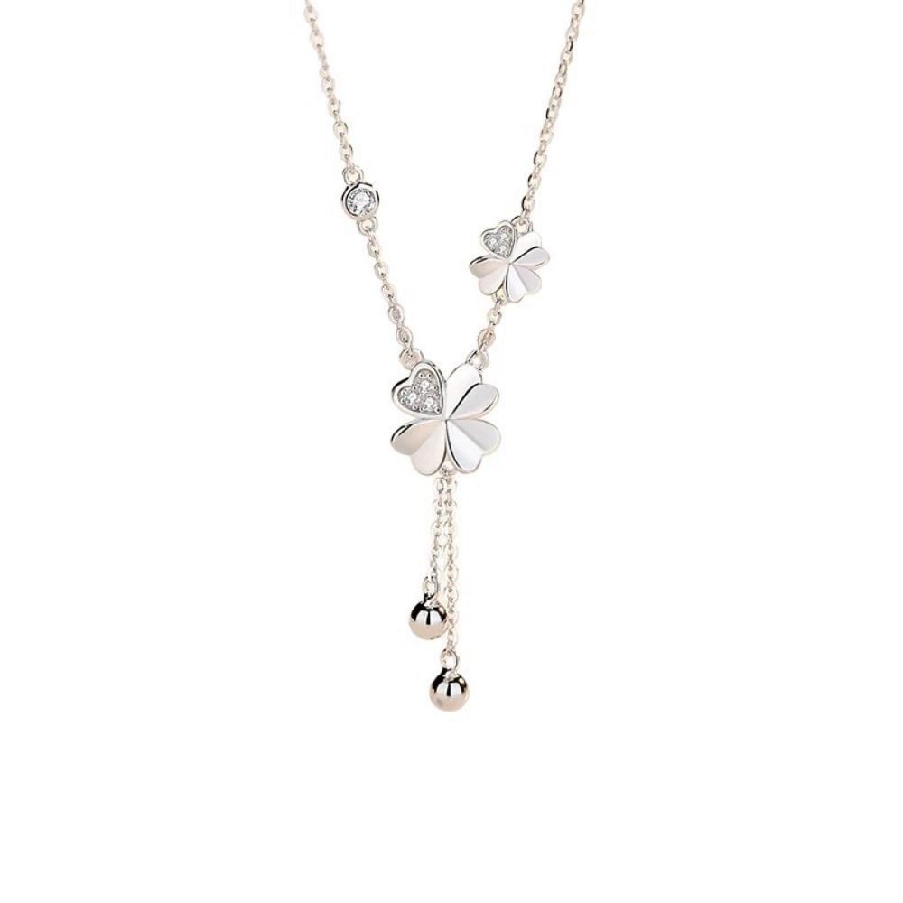 Exquisite Four-leaf Clover Necklace for Women - Lightweight Luxury High-end Pendant Tassel Fashion Versatile Commute Style Choker Necklace