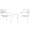 Bistro Set 3-Piece Metal Garden Furniture Set with 2 Garden Chairs, Glass Table, Slat Design, Rust-Resistant