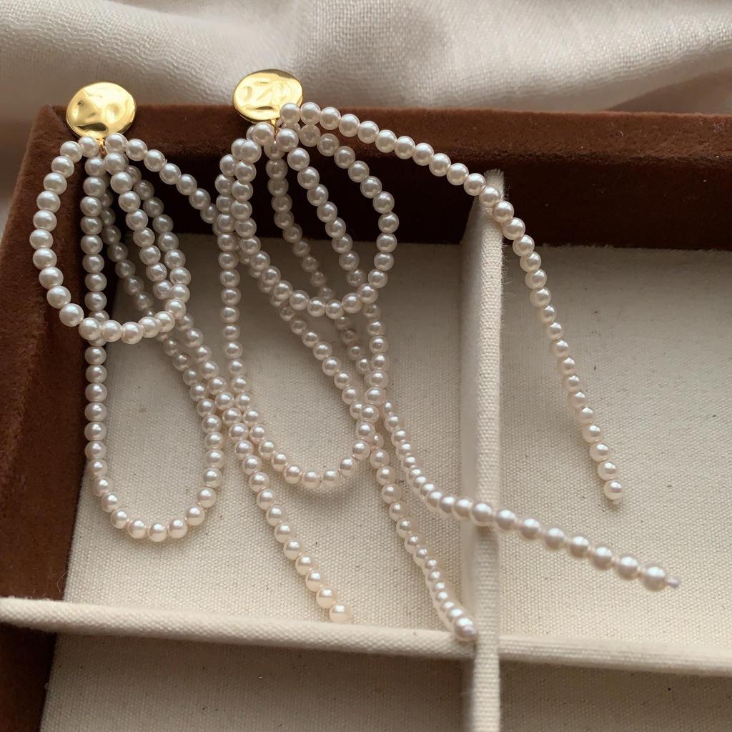 Premium Pearl Simple Temperament Stud Earrings Versatile French Pearl Pendant Fringed Earrings Design Earrings