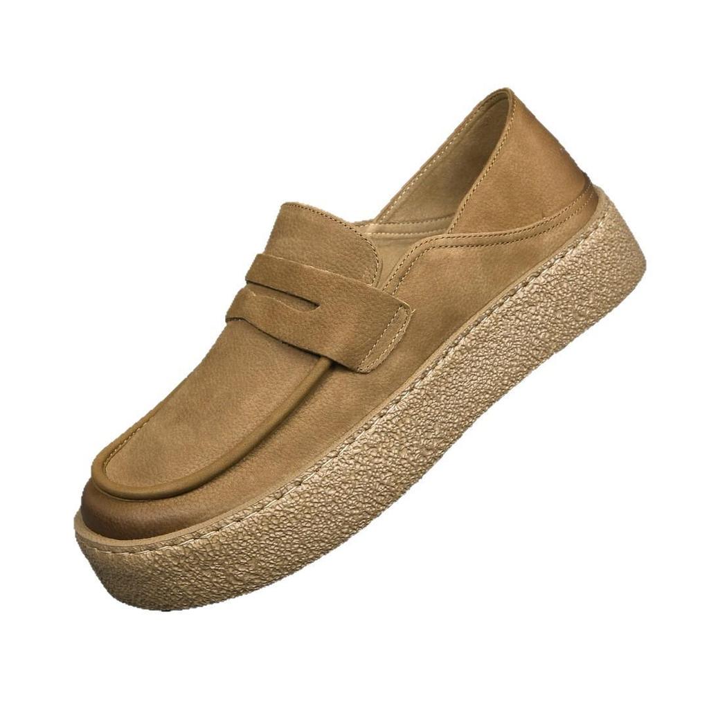 Męskie mokasyny wsuwane ze skóry naturalnej w stylu europejskim 2025 - Skóra bydlęca licowa, Gruba i miękka podeszwa