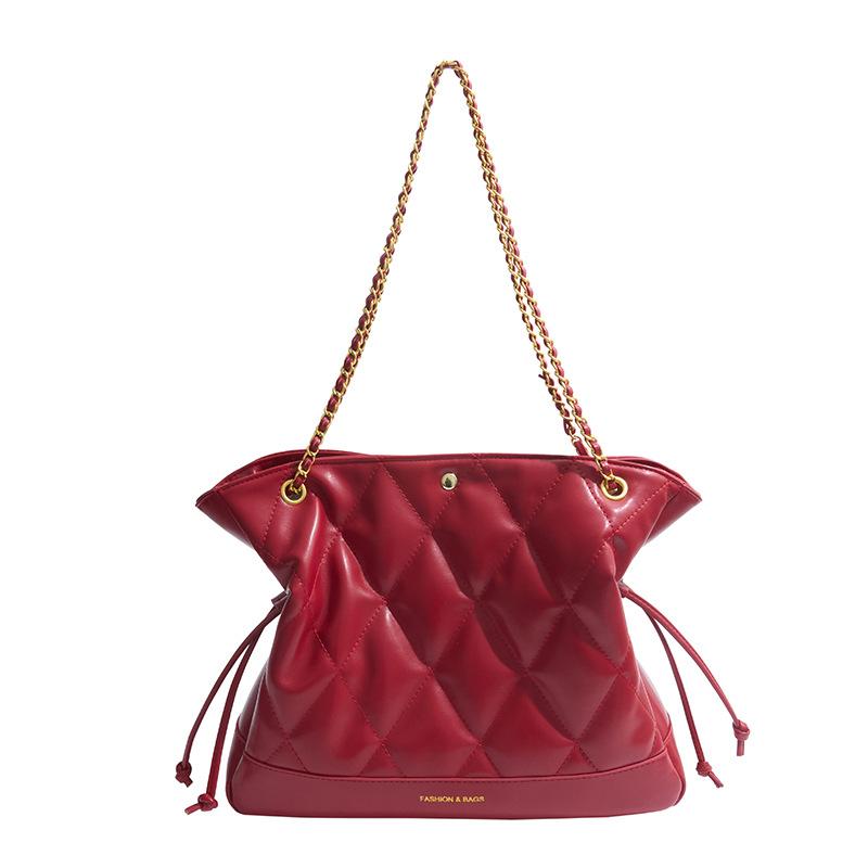 

Сумка-цепочка ромбовидной формы женская большой вместимости 2025 новая осенне-зимняя повседневная на плечо, сумка-мессенджер, сумка-тоут для поездок на работу красный
