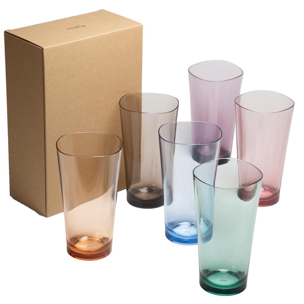 Plakira Breakproof Beer Glasses, Set of 6, 660ml, Dishwasher Safe, Made In Japan, Perfect for Outdoor Activities, Kids, Home Parties, Cute and