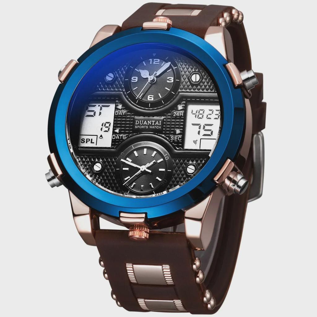 DUANTAI Military Watch: Dual Movement, Dual Display, Luminous, Multi-Function, Waterproof Sports Watch.