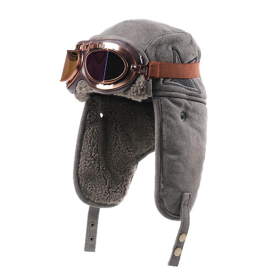 Men's and women's winter turning cloth lamb wool goggles Lei Feng hat autumn and winter new warm cycling ear protection hat pilot hat