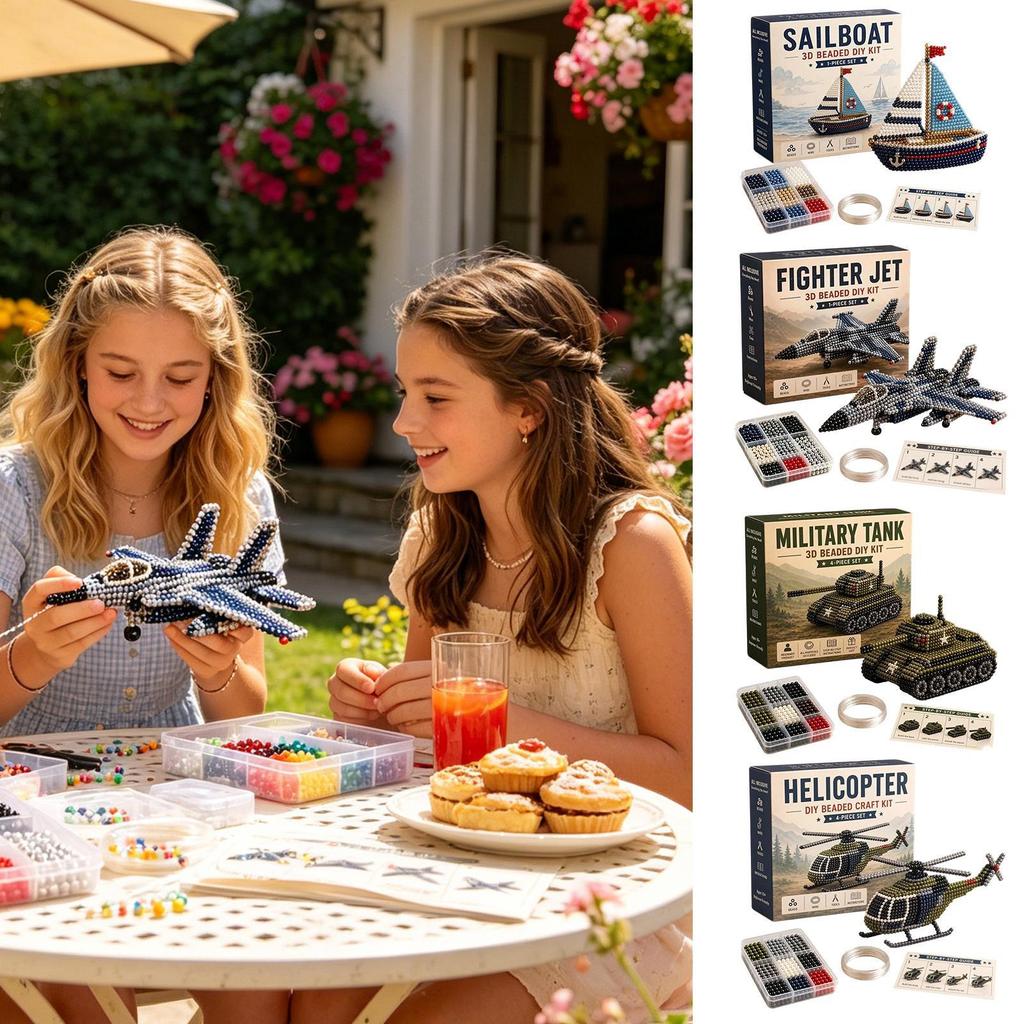 Bead Crafts For Adults 3D Handmade Boat Helicopter Small Fun Crafts Adults Fighter Tank Bead Embroidery Kits For Birthday