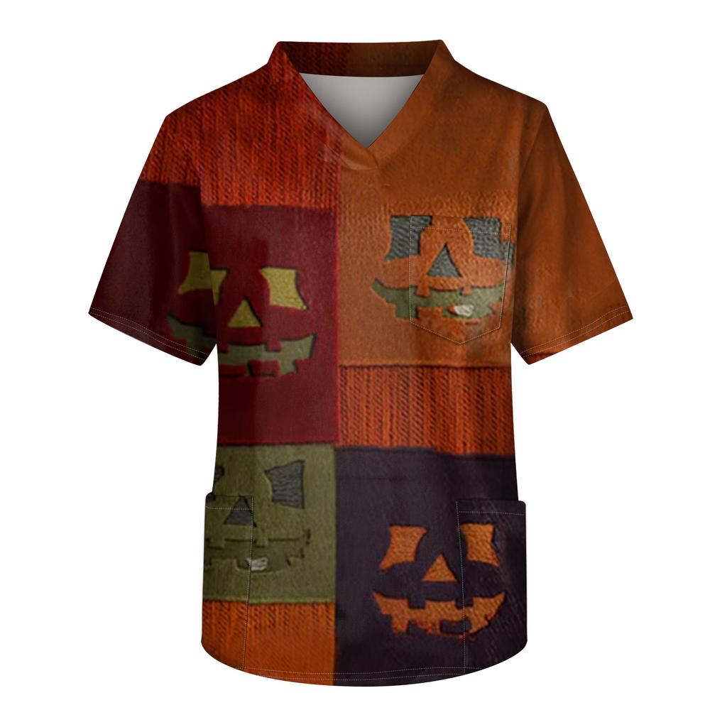 Pánská pracovní halenka s krátkým rukávem a výstřihem do V na hrudi