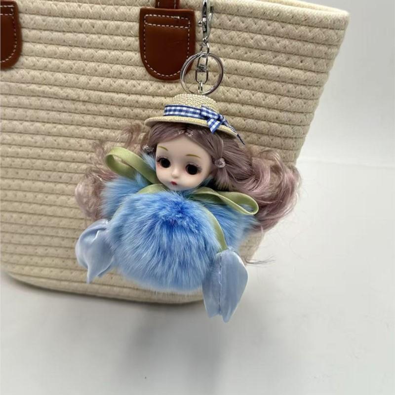 

Cute Plush Big Eyes Cute Doll Keychain Pendant Creative Plush Doll Bag Hanging Fashion Chain Car Key Decor Itemations