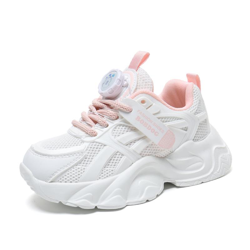 Babudou Children's Shoes, Girls' Shoes, Spring and Autumn collection2026New Breathable Mesh Sneakers for Girls, Trendy Children's Athletic Shoes