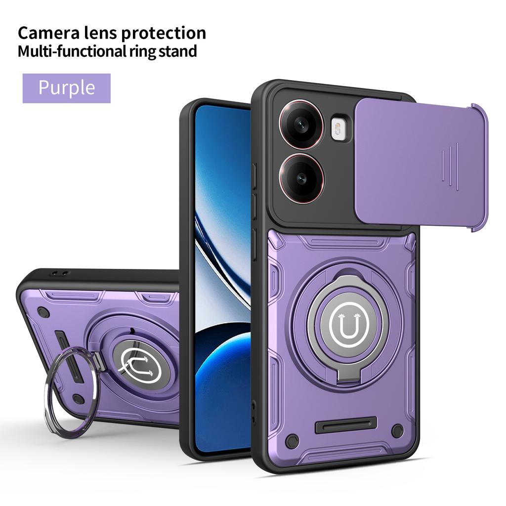 Slide lens protection Case For Poco X8 Pro Redmi Turbo 5 Rotate Magnetic Ring Holder Shockproof Hard Cover For POCO X8Pro Bumper