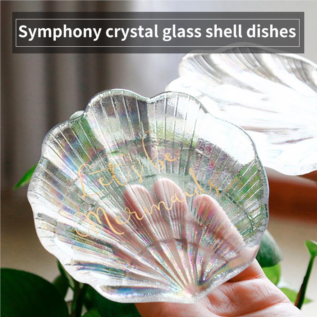 Muschelform Teller Ring Schmuckschale Tablett Glas Textur Foto-Requisiten Haushalt Restaurant Nachttische Dekoration