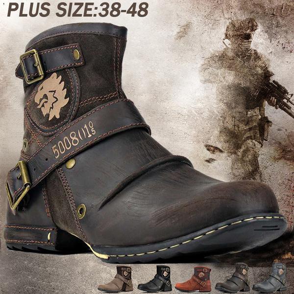 Buy New Round Head European and American Retro Men's Leather Boots