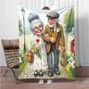 Cartoon-Opa und -Oma Flanelldecke Weich Warm Halten Überwurfdecke Decke Für Sofa Bett Büro Camping Reisen Geschenke