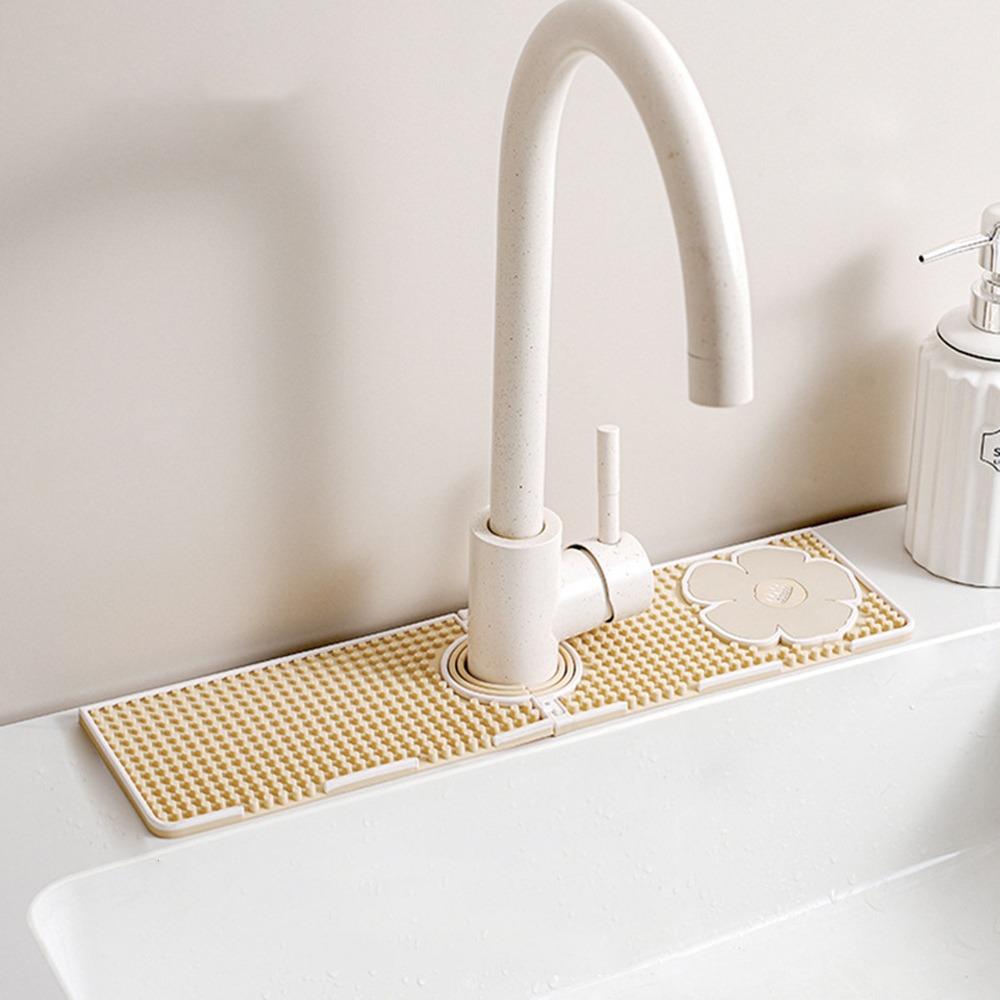 

Складные коврики для слива воды в раковину, силиконовый коврик под смеситель, коврик для сбора воды со смесителя, аксессуары для ванной/кухни Beige-38*10cm