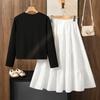 Girls' Casual Sweatshirt Set, Autumn Children's Fashion Bow Long-sleeved Sweet Top Skirt