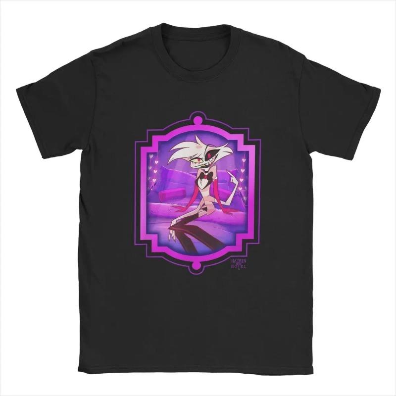 Herren Hazbin T-Shirt Hotels Adam Casual 100% Baumwoll-Tees Kurzarm Anime Actionfigur Cartoon T-Shirts O-Ausschnitt Kleidung Shirts