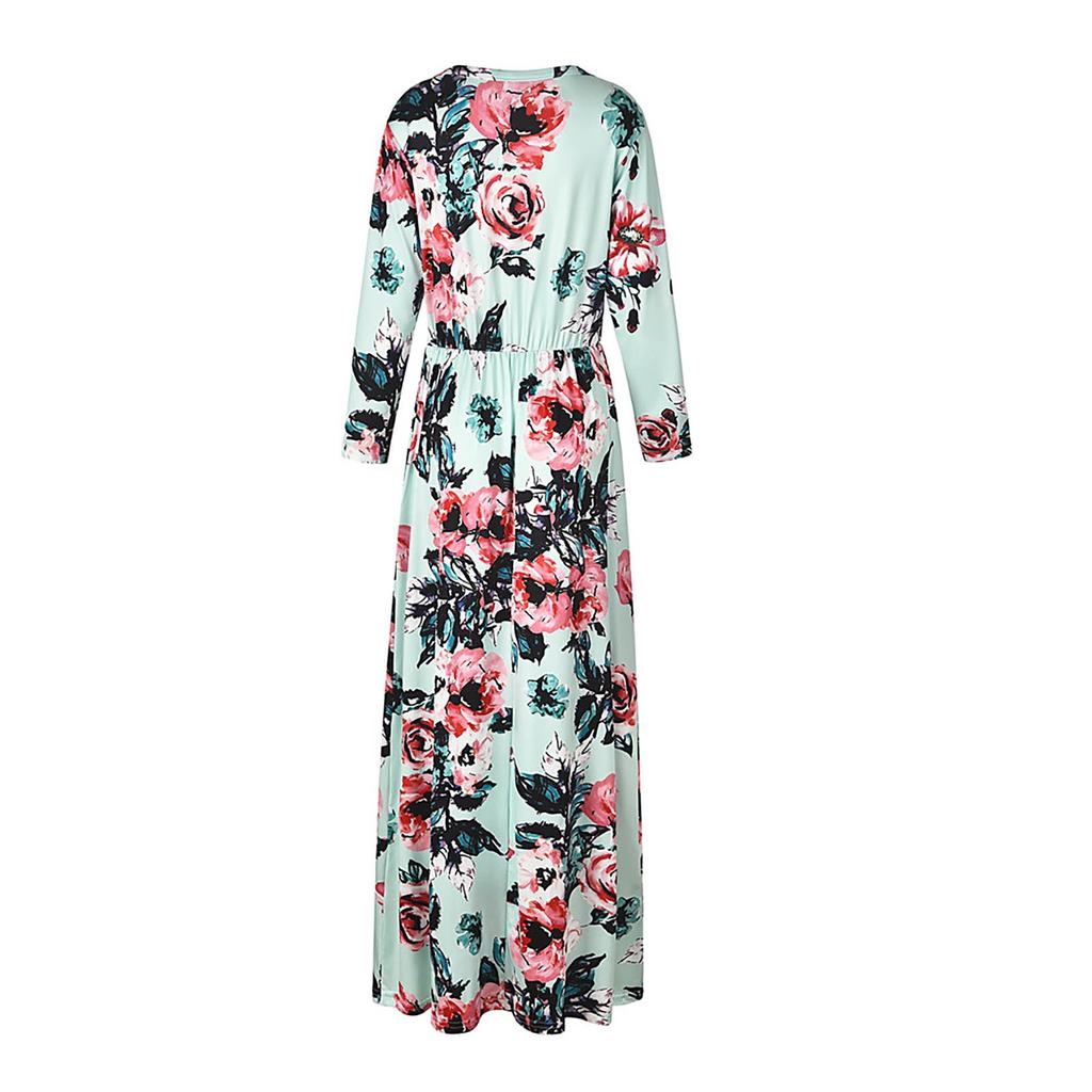 Women's Fashion Summer Crewneck Floral Print Dress