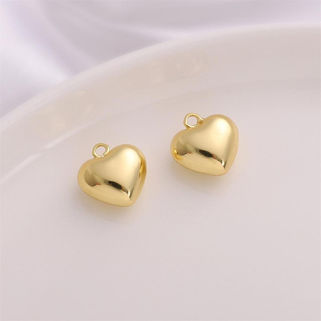 14K Gold-filled Heart-Shaped Pendant Charm for DIY Bracelet/Necklace - Real Gold, Shiny, Color-Preserving.