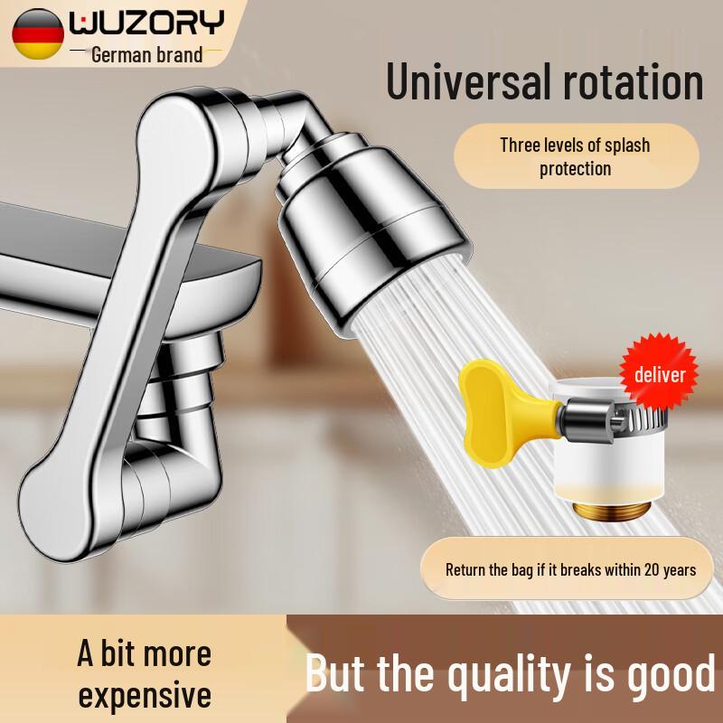WUZORY 1440° Robotic Arm Faucet Extender German Craftsmanship, 20-Year Warranty