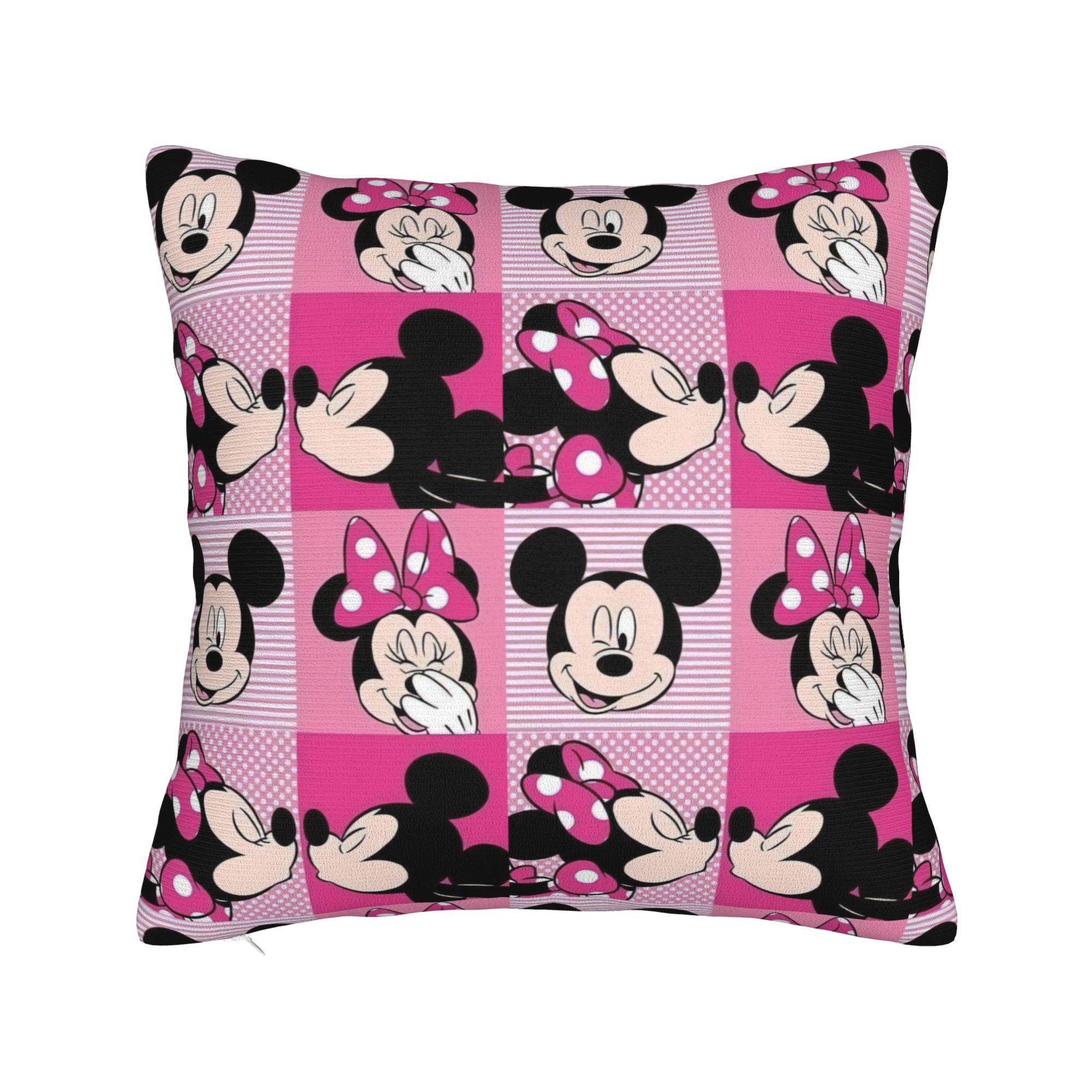 Квадратная наволочка Микки и Минни, Подушка-плед из полиэстера, Мультяшный Микки Маус, Индивидуальные чехлы для подушек 30cmx30cm