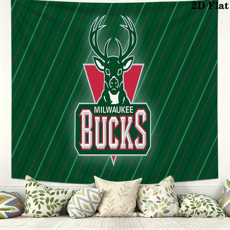 Milwaukee Bucks Logo Wall Tapestry Aesthetic Wall Hanging Printed Fabric Blanket Decorative Tapestries for Bedroom Living Room Home Decor