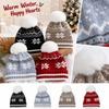 Unisex Kids Warm Knitted Winter Hat with Snowflake Pattern for Christmas