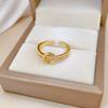 Real Gold Ring Light Luxury Full Diamond Ring Opening Adjustable Simple Jewelry Japanese Ring Couple Ring