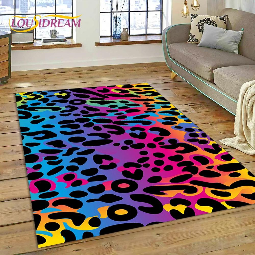 Colorful Zebra Stripe Leopard Tiger Carpet Rug for Bedroom Living Room Home Sofa Decoration,Children Game Large Decor Floor Mat