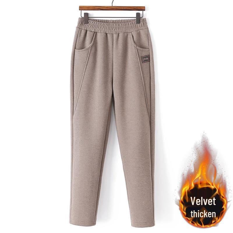 Mom's Thick Fleece Wool Pants for Winter & Middle-Aged Comfort