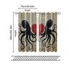 2 Pcs, Filtering Curtains (excluding Rods, Non-movable, Without Batteries) Charming Octopus Couple with Red