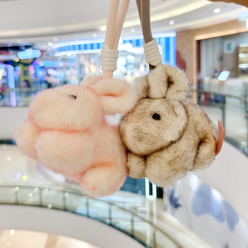 Cartoon Cute Vertical Ear Rabbit Plush Keychain Soft Toy For Bag Decoration
