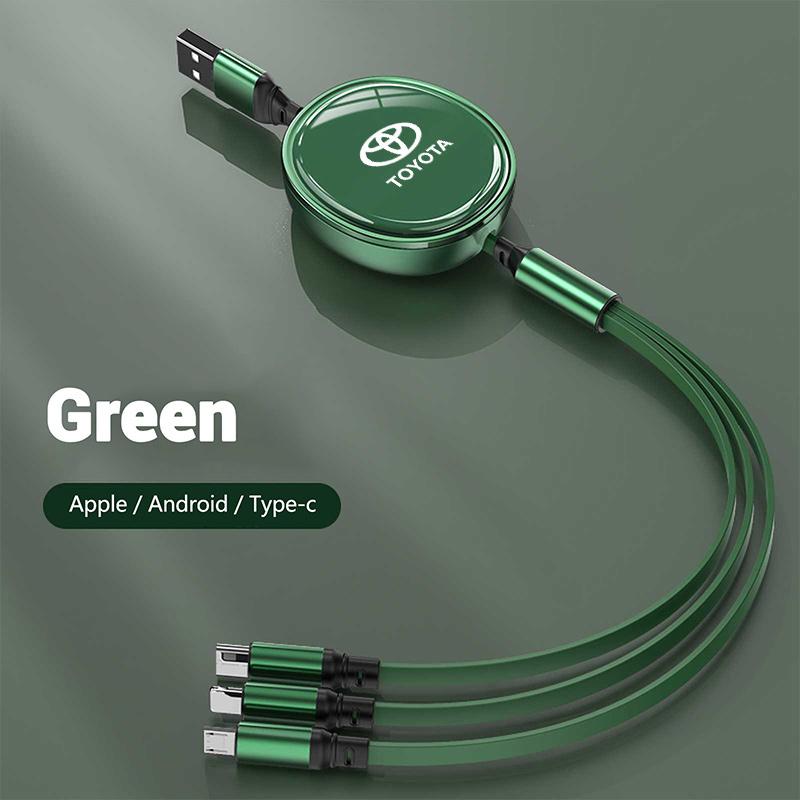 

2026 Hot For Toyota Hub Caps 100W Car Charging Data Cable Scalable 3 In 1 Phone Charger for Toyota Corolla Yaris Prius CHR Aygo