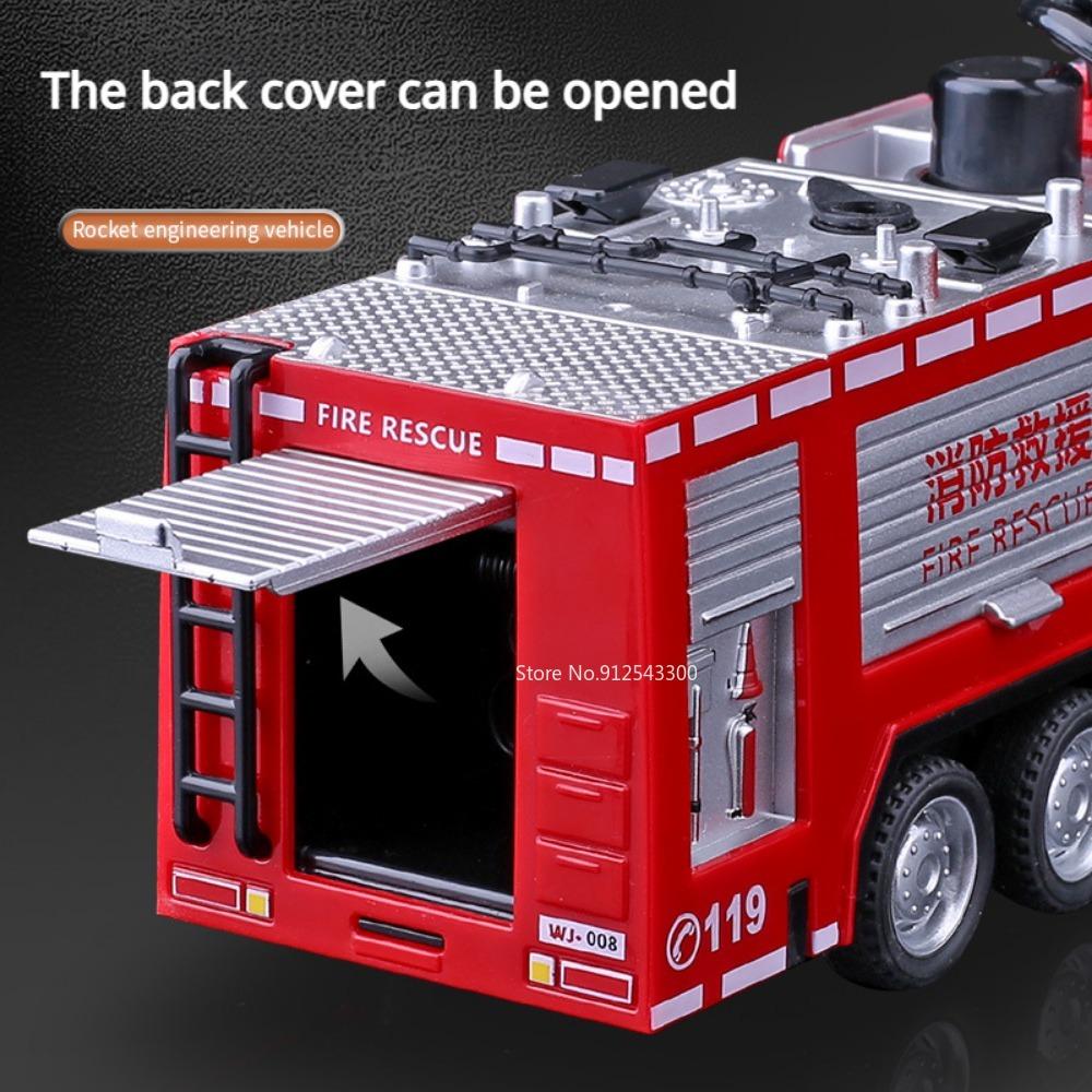 1/32 Fire Ladder Truck Water Tanker Car Toy Model Alloy Diecasting Doors Opened Water Spray Models Decorative for Children Gifts