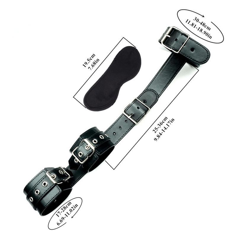 Sexuální hračky pro ženy Páry Sada pout BDSM Bondage Gear Postel Zábrany Lanový popruh Hra pro dospělé Zápěstí Manžety na krk a maska ​​na oči